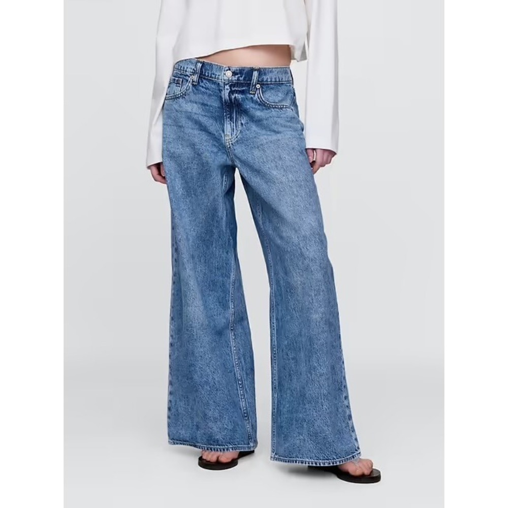 Gap High Rise Baggy Wide Leg Jeans Dark Wash Size 8/29